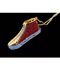 Red Rhinestone Shoe Necklace
