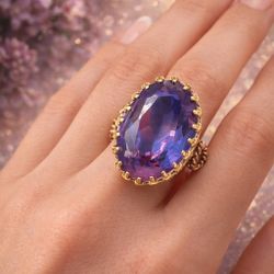 14 K Solid Gold And Sapphire Ring