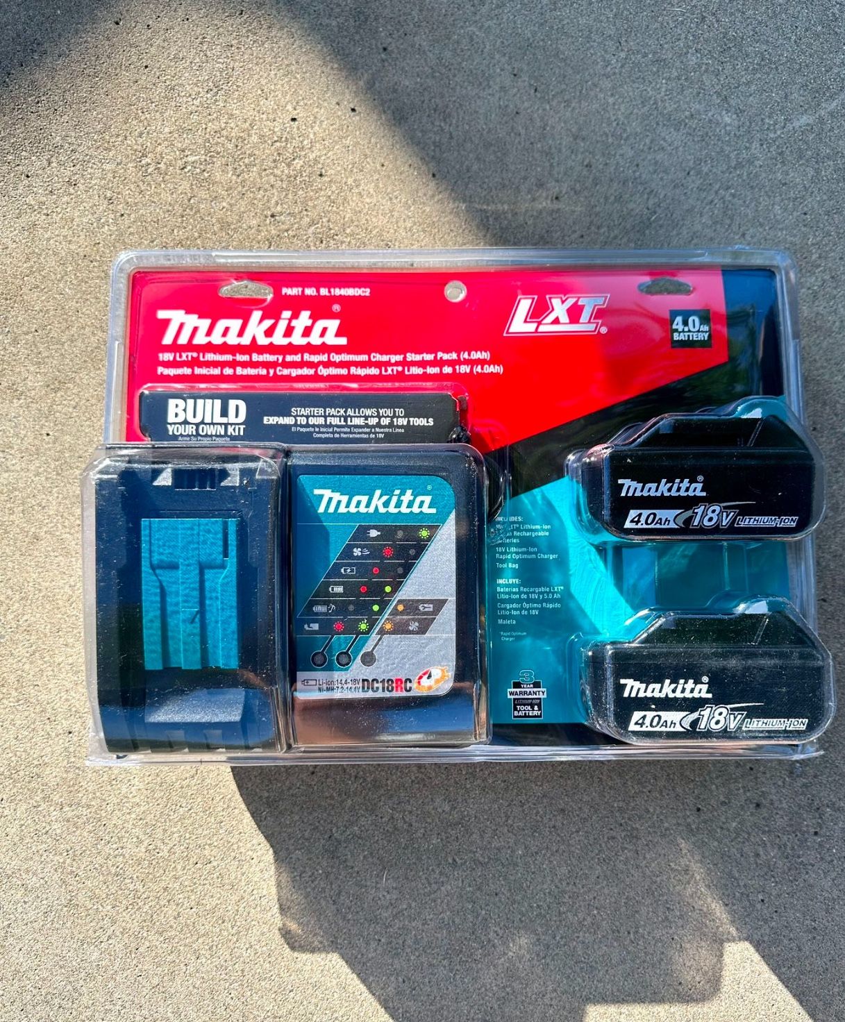 Brand New, never used. Makita Starter Kit: (2) Two 4.0 Batteries, (1) One Charger & Bag