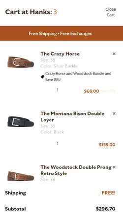 Hanks Belts, 3, 38" never work