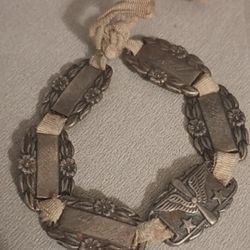 Sterling Silver War Era Forget Me Not Bracelet 