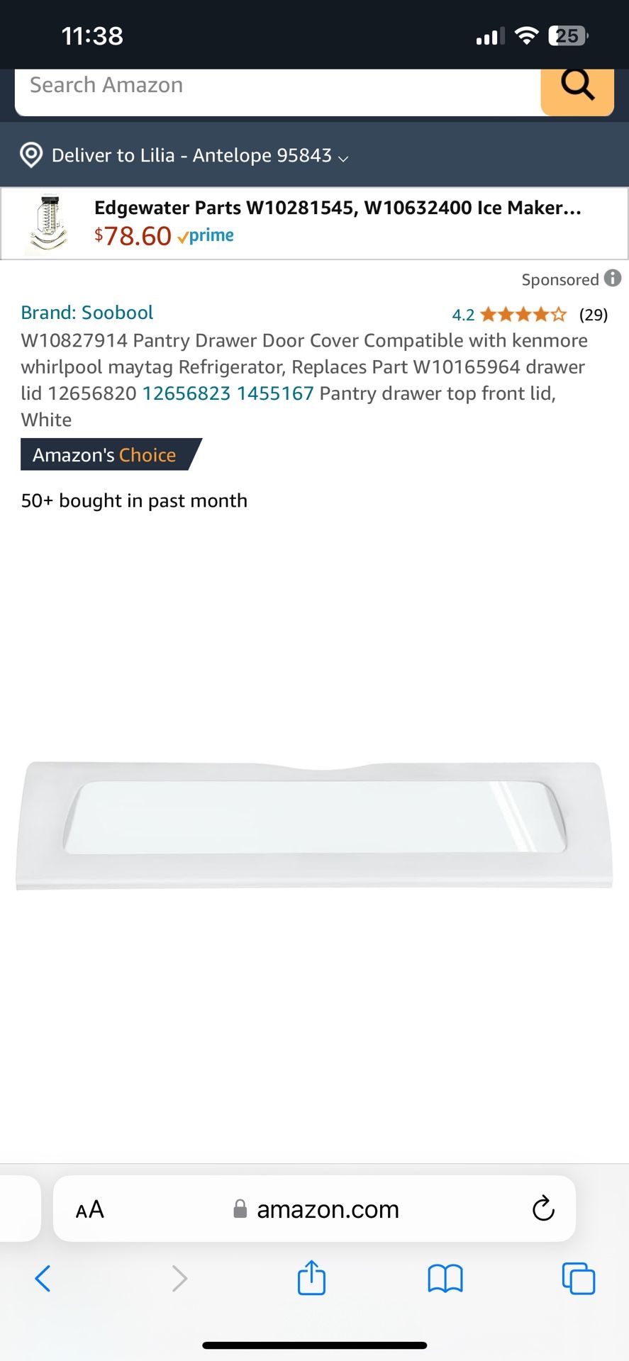 Pantry Drawer Door Cover Compatible with kenmore whirlpool maytag Refrigerator,