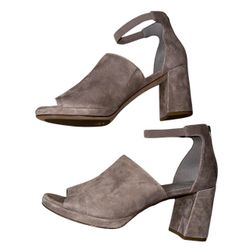 Eileen Fisher Matty Ankle Suede Sandals Block Heel Open Toe  Size Women’s 10 