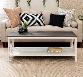 New White And Gray Coffee Table 