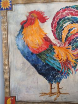 Colorful Rooster Painting on Canvas