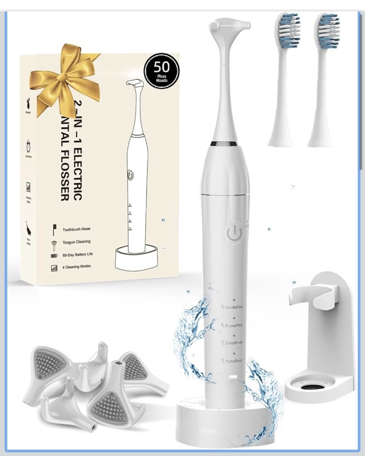 Electric Flosser for Teeth Reusable Dental Floss Toothbrush