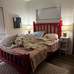 FREE Queen Red Real Wood Bed Frame