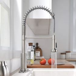 (121212-1) OWOFAN Kitchen Faucet with Pull Down Sprayer Brushed Nickel Stainless Steel 1 Handle Pull Out Spring Sink Faucets 1 Hole Or 3 Hole Dual Fun