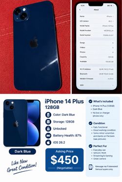 14 Plus is dark blue (navy blue