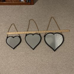 3 Piece Set Of Heart Mirrors 