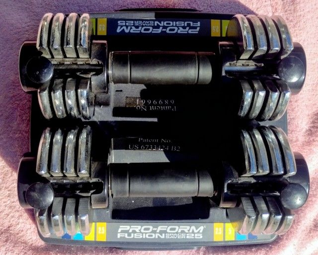 Pair Of Pro Form Adjustable 12.5 Lb Chrome Dumbbells