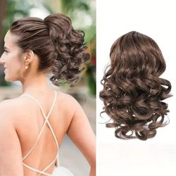 [Curly Wave Ponytail] High Temperature Fiber Women's Curly Wave Clip-In Ponytail Extensions - Easy Attachment, Versatile Styling for All Occasions, Po