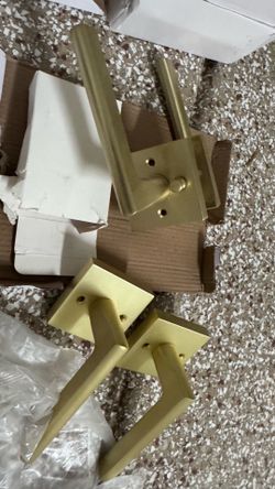 Gold interior door lock lever , hinges