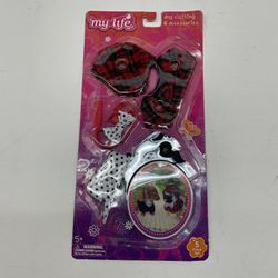 My Life As Dog Clothing & Accessories 5-Piece Set – Plaid & Polka Dot Outfits (NEW)