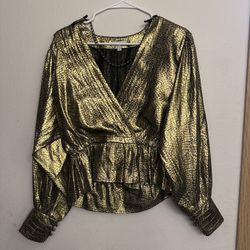 Jolie Metallic Gold Blouse Size Small