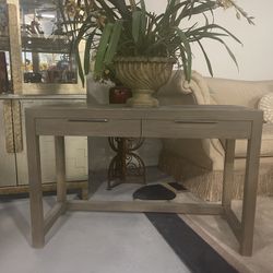 Brown Wood Style Desk With Drawers