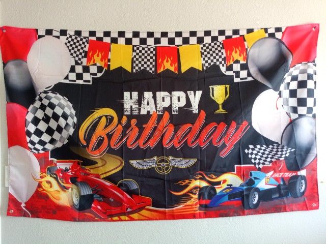 Race Cars Backdrop $15