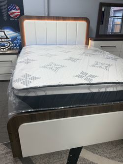 Modern Bed Frame with LED Headboard