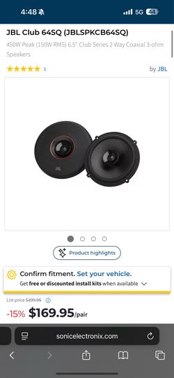6.5” JBL door speakers