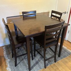 Wooden Dining Set With 4 Chairs 