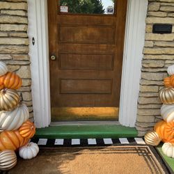 Set Of Two Matching topiary pumpkin towers 