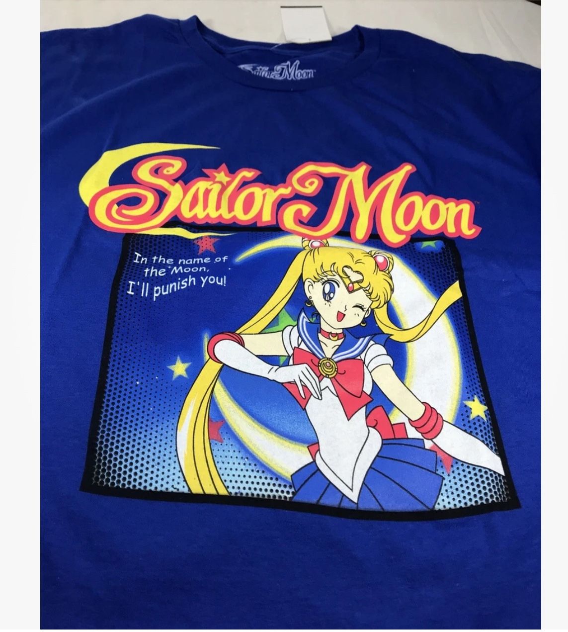 Sailor Moon "In the Name of the Moon" Anime T-Shirt Graphic Tee Blue Adult XL
