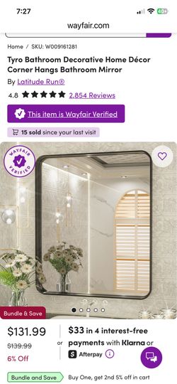 Brand New Wayfair 36” x 30” matte black mirrors (2)