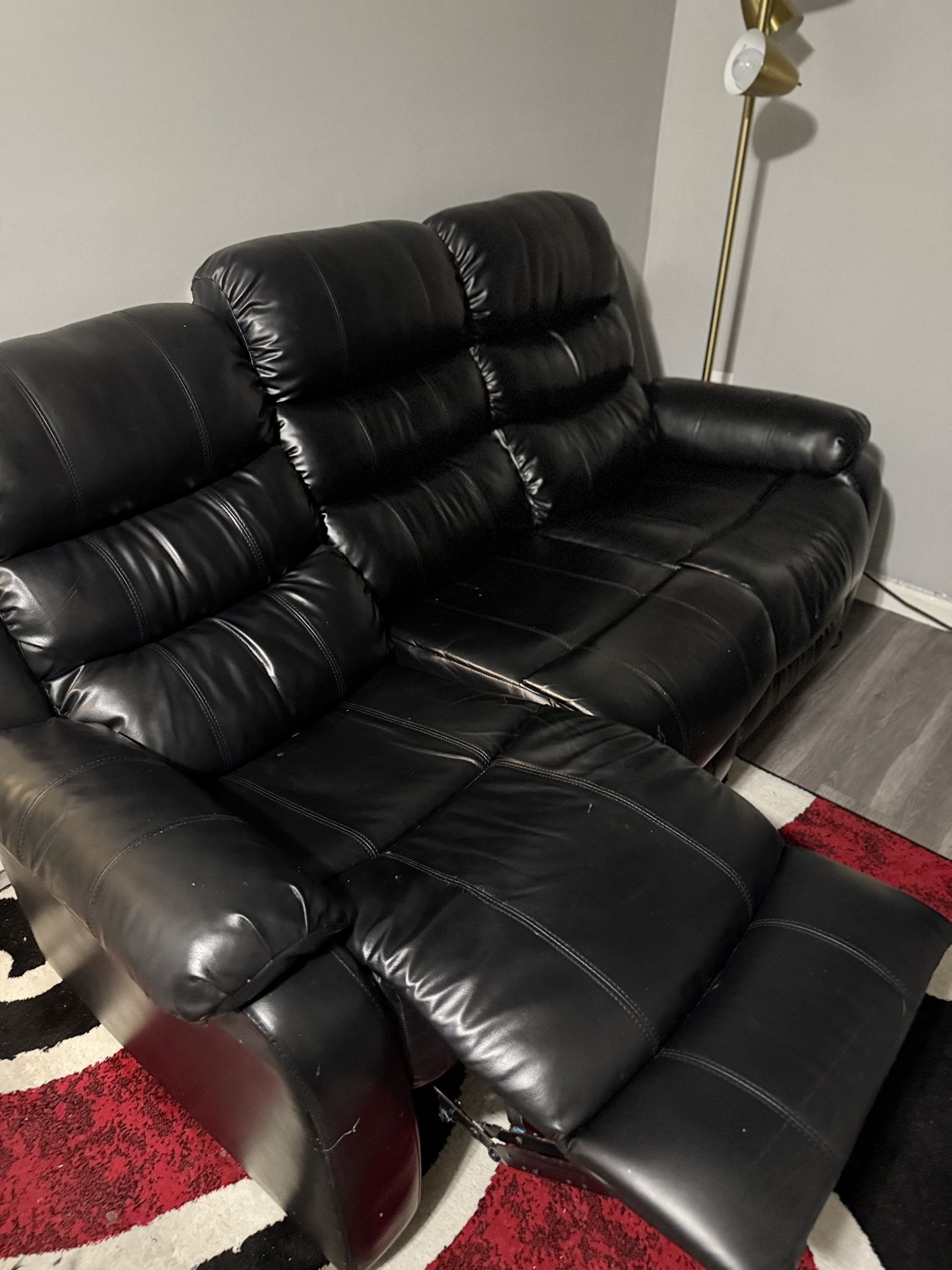 Black Leather Recliner Couch - Must Go by 2/15!