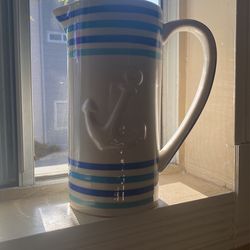 Ceramic Pitcher With Anchor On Front 