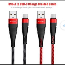 10ft 2-Pack USB C Cable, Nylon Braided USB A to Type C  Fast Charge