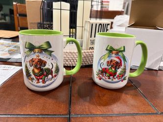 Dachshund Christmas Coffee Mugs Set of 2