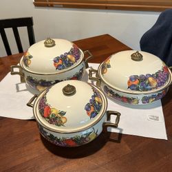 Set Of 3 Vintage Cornacopa Casserole Baking Dishes 