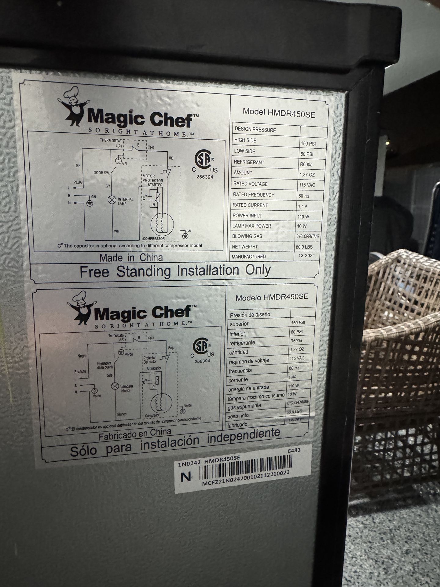 Refrigerafor Magic Chef 