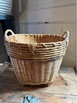 Vintage Handwoven Bamboo Basket.