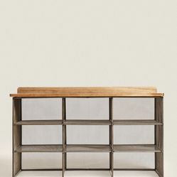 METAL AND WOOD BENCH