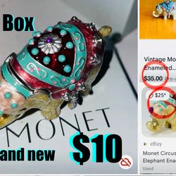$10 Brand new in Box Monet Beautiful Elephant 🐘 jewelry box very cute great for Gift 🎁