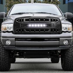 Armor Grille W/ Off-Road Lights - Matte Black For 2002-2005 Dodge Ram 1500