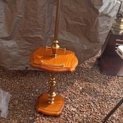 Vintage Brass Wood Table Floor Lamp