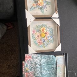 juego de 2 cuadros y su cortina