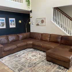 Brown Genuine Leather Sectional