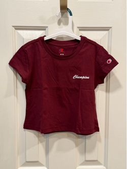 Champion Girls' Maroon Short Sleeve Logo Tee Size S 7/8 NWT