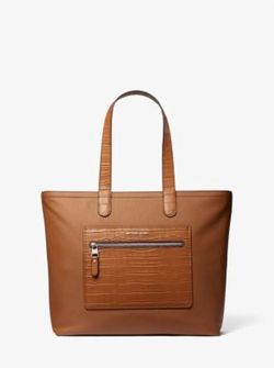 Michael Kors Hudson Crocodile Embossed Leather Top-Zip Tote Bag