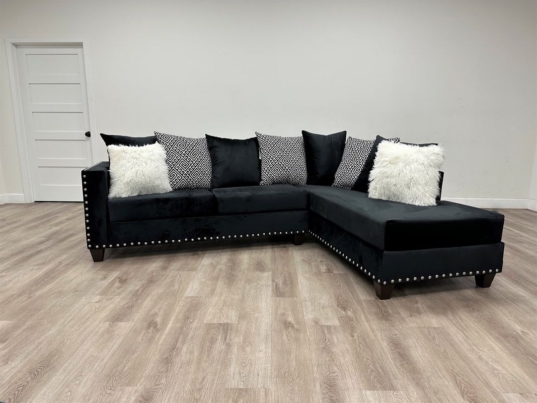 Black Velvet Sectional. Brand New.