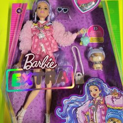 Barbie Extra #6 doll with 15 pieces. Super cute doll with a pink 