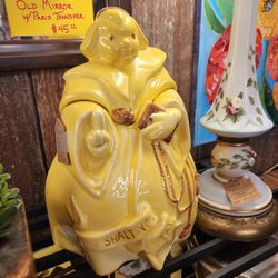 Vintage 1960's Friar Tuck "Thou Shalt Not Steal" Yellow Cookie Jar