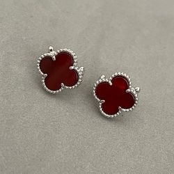 VCA Red Stone Stud Earrings 