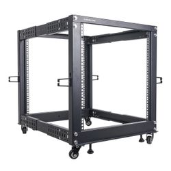 4-POST 12U OPEN FRAME PA, SERVER & NETWORK EQUIPMENT RACK W/ ADJUSTABLE DEPTH 22"-40"