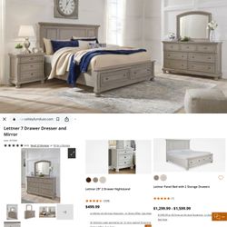 Beautiful Queen Bedroom Set - Lettner From Ashley (Storage Bed + Dresser + 1 Nightstand)