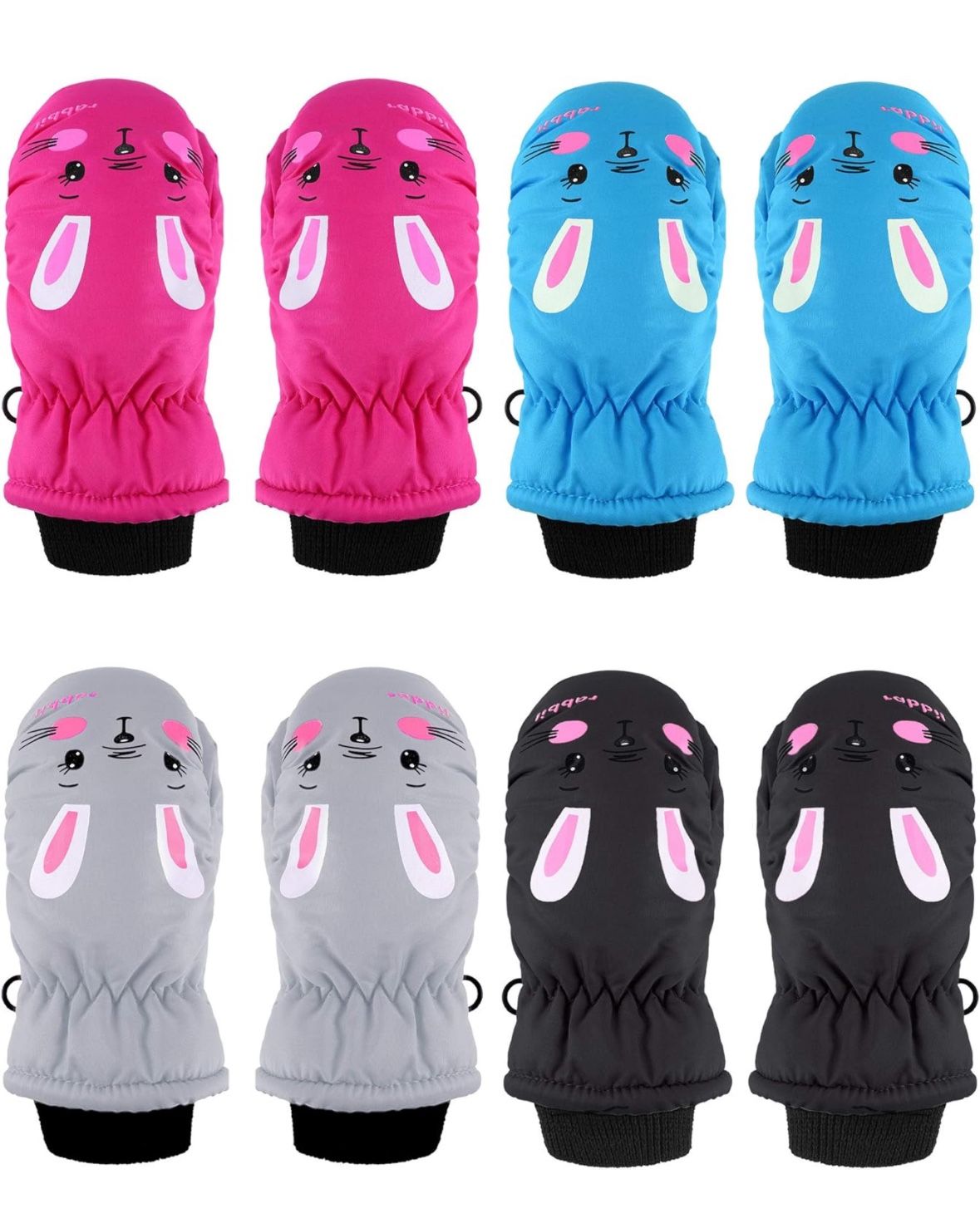 4 Pack Kids Snow Gloves Waterproof Winter Gloves for Kids Ski.