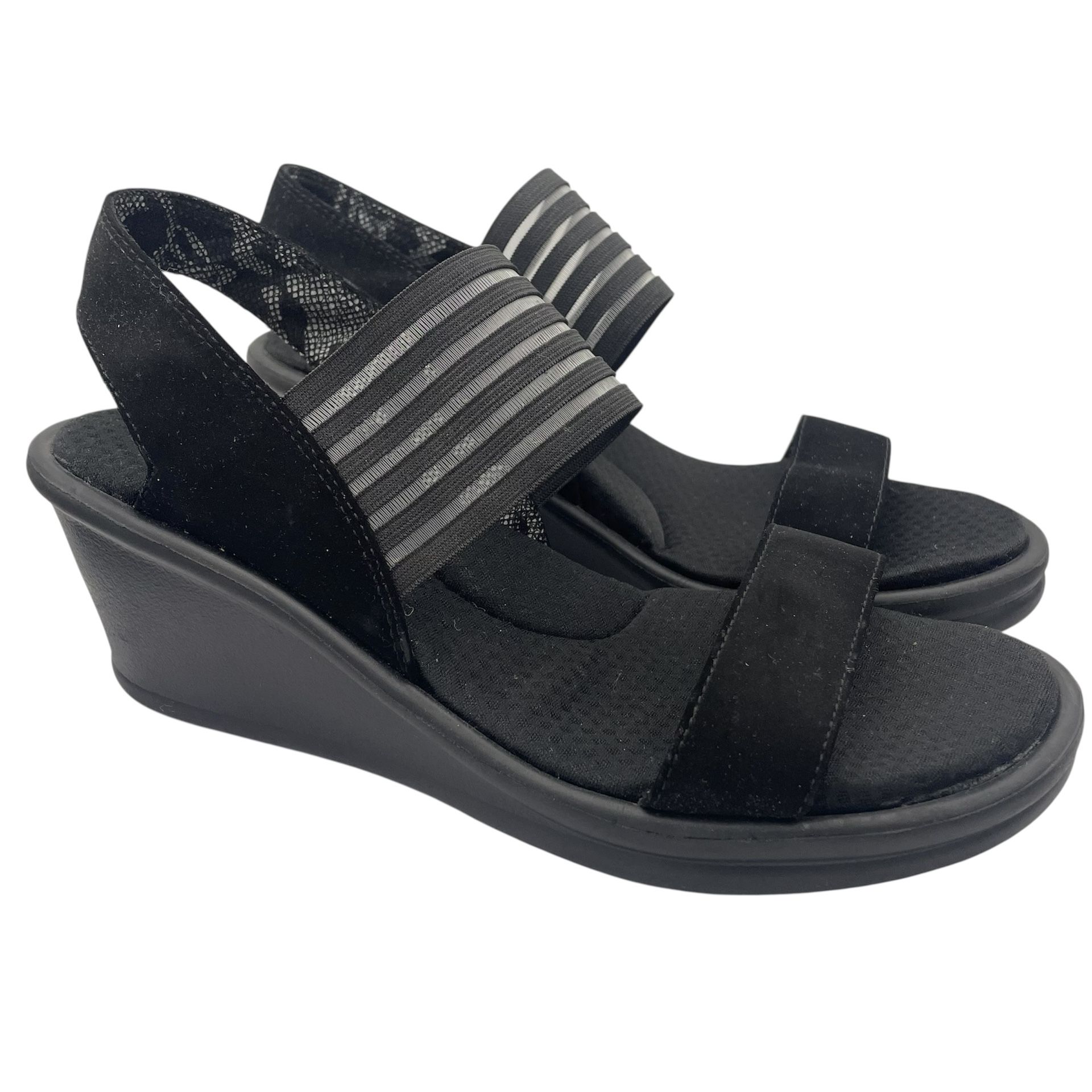 Skechers wedge platform cushion black sandals women’s Size 9